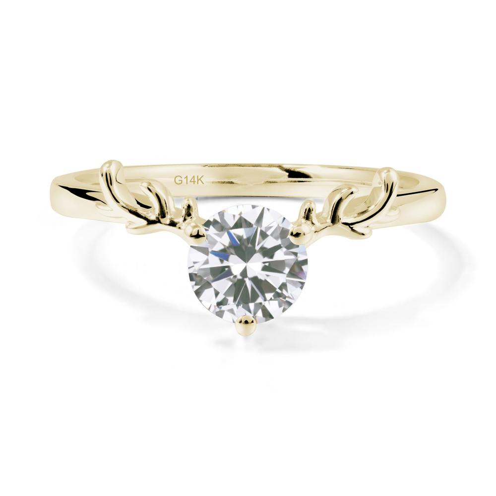 Solitaire Round Cubic Zirconia Ring - LUO Jewelry #metal_14k yellow gold