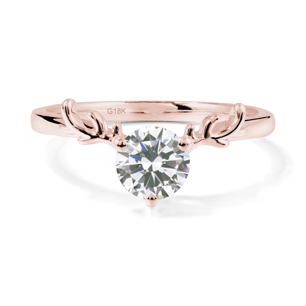 Solitaire Round Cubic Zirconia Ring - LUO Jewelry #metal_18k rose gold