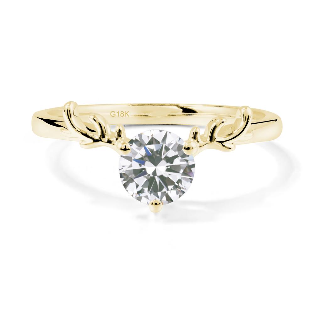 Solitaire Round Cubic Zirconia Ring - LUO Jewelry #metal_18k yellow gold