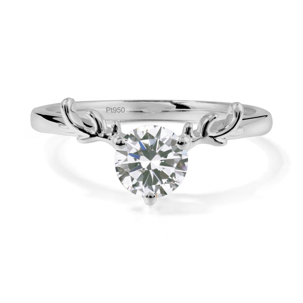 Solitaire Round Cubic Zirconia Ring - LUO Jewelry #metal_platinum