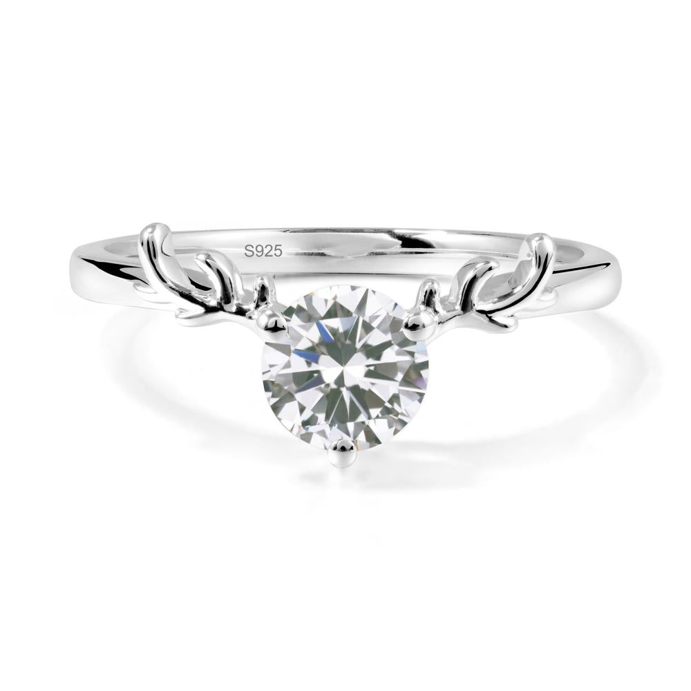 Solitaire Round Cubic Zirconia Ring - LUO Jewelry #metal_sterling silver