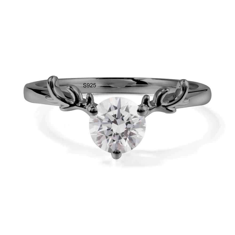 Round Diamond Antler Chrismas Ring - LUO Jewelry #metal_black finish sterling silver