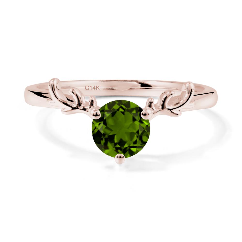 Round Diopside Reindeer Ring - LUO Jewelry #metal_14k rose gold