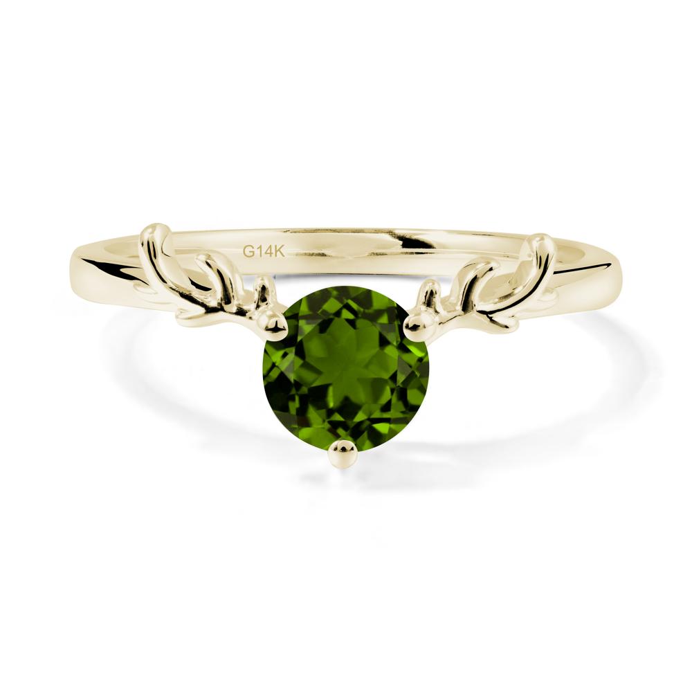 Round Diopside Reindeer Ring - LUO Jewelry #metal_14k yellow gold