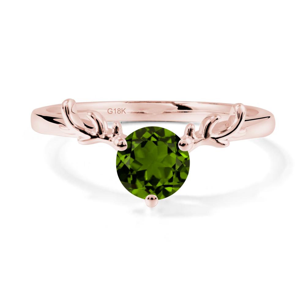 Round Diopside Reindeer Ring - LUO Jewelry #metal_18k rose gold