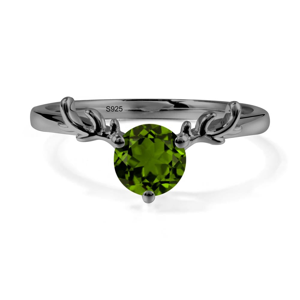 Round Diopside Reindeer Ring - LUO Jewelry #metal_black finish sterling silver