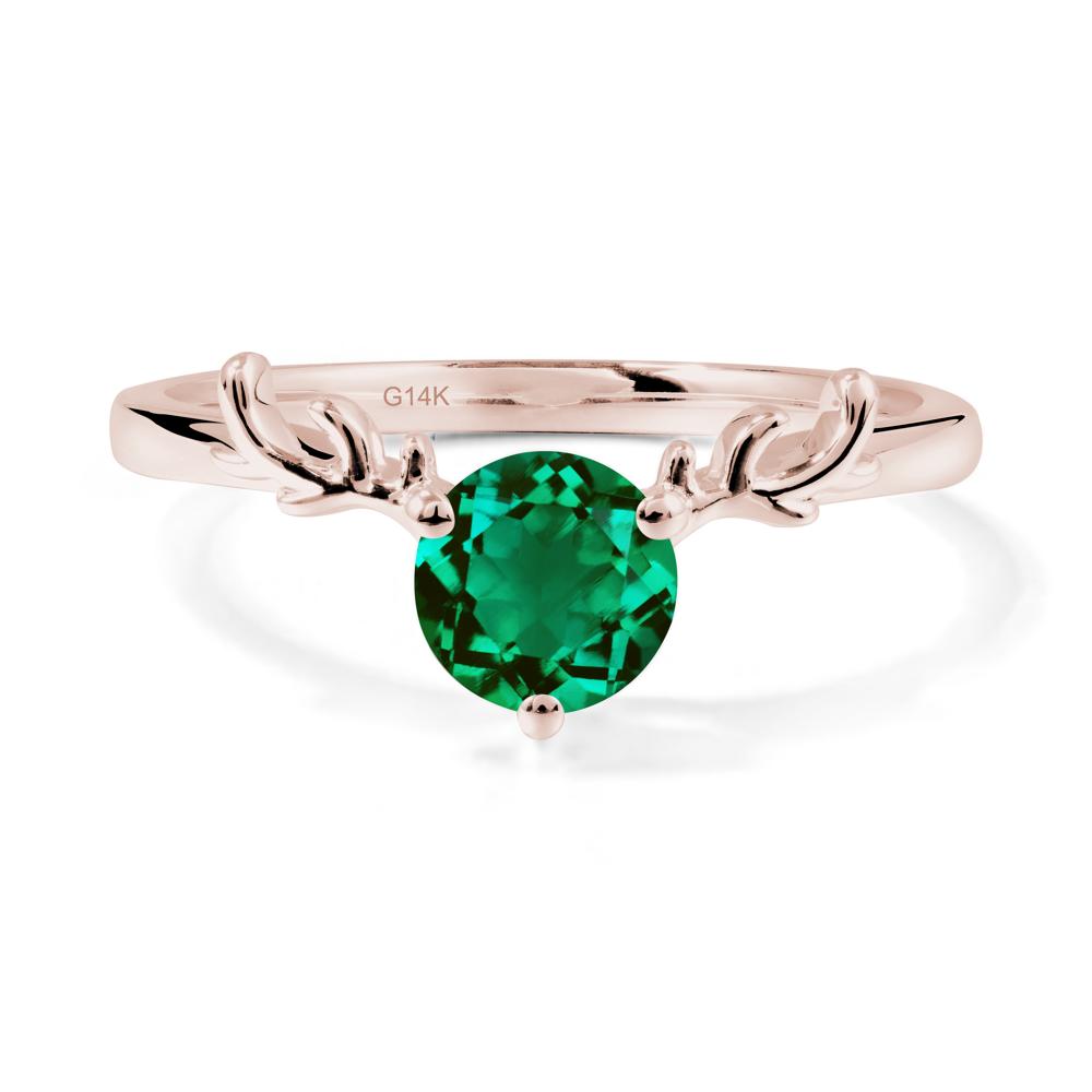Solitaire Round Emerald Ring - LUO Jewelry #metal_14k rose gold