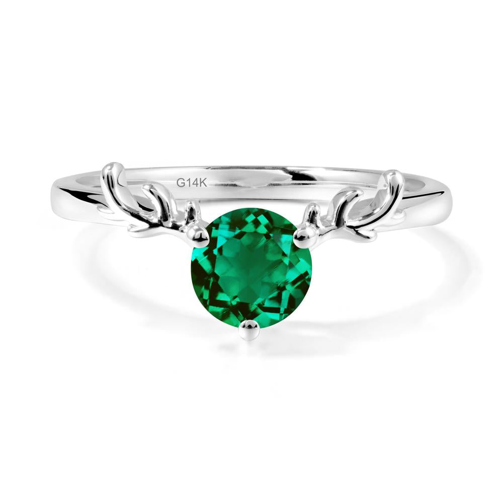 Solitaire Round Emerald Ring - LUO Jewelry #metal_14k white gold