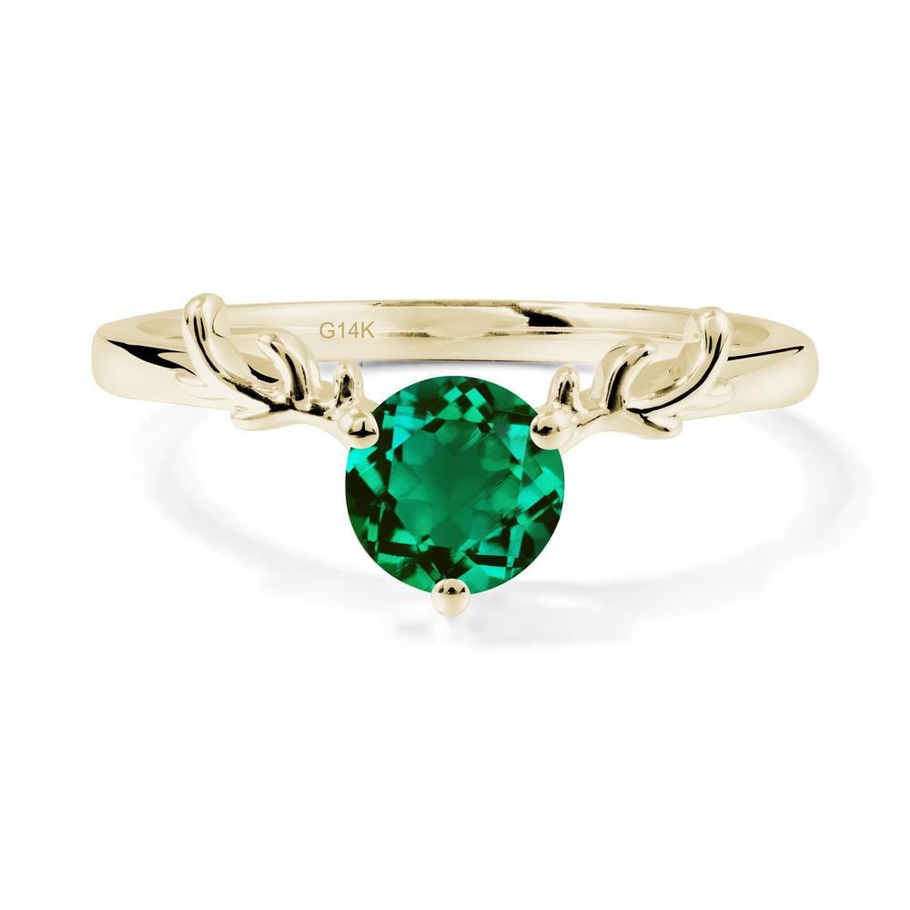 Solitaire Round Emerald Ring - LUO Jewelry #metal_14k yellow gold