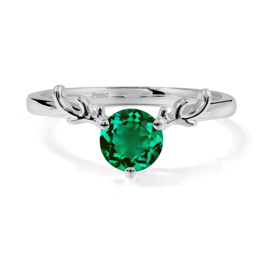 Solitaire Round Emerald Ring - LUO Jewelry #metal_platinum
