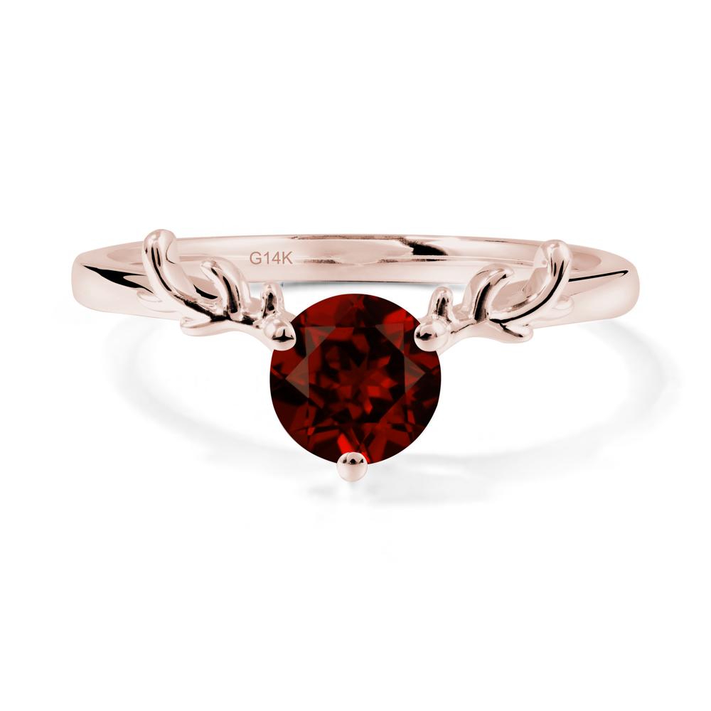 Round Garnet Antler Chrismas Ring - LUO Jewelry #metal_14k rose gold