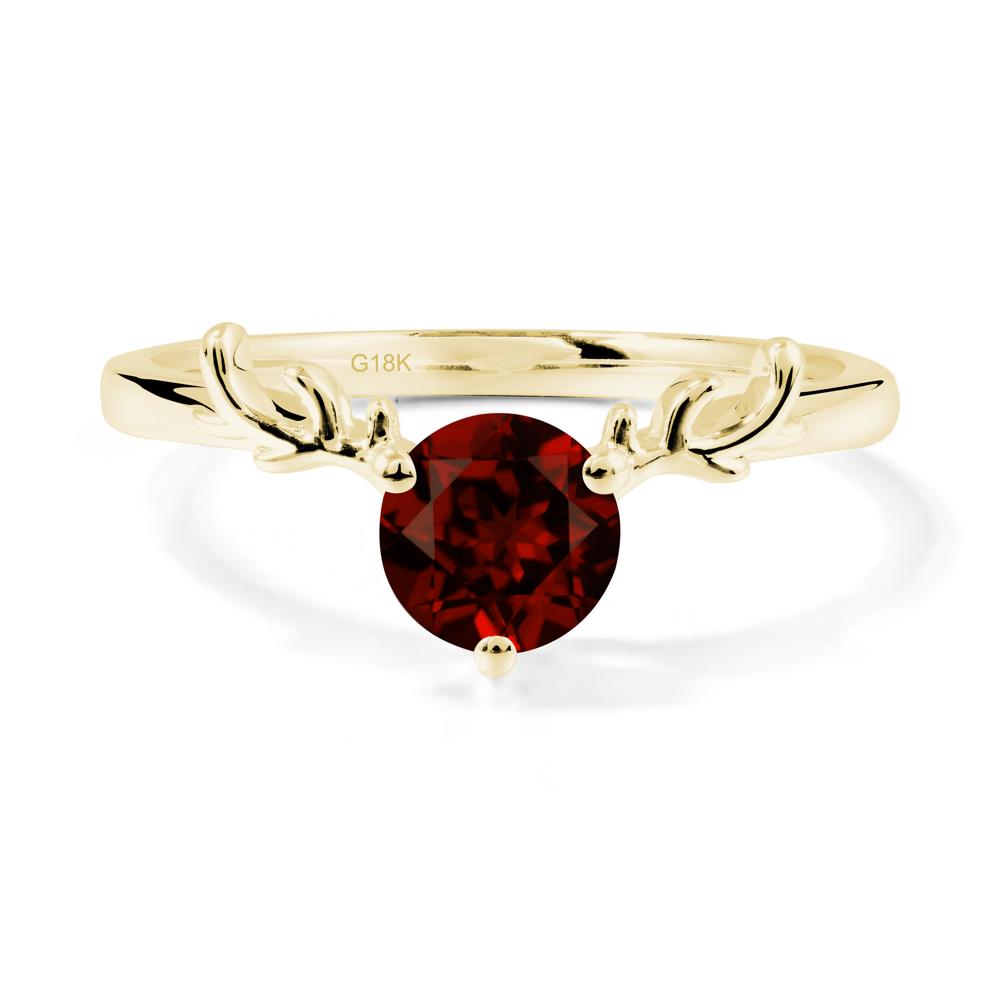 Round Garnet Antler Chrismas Ring - LUO Jewelry #metal_18k yellow gold