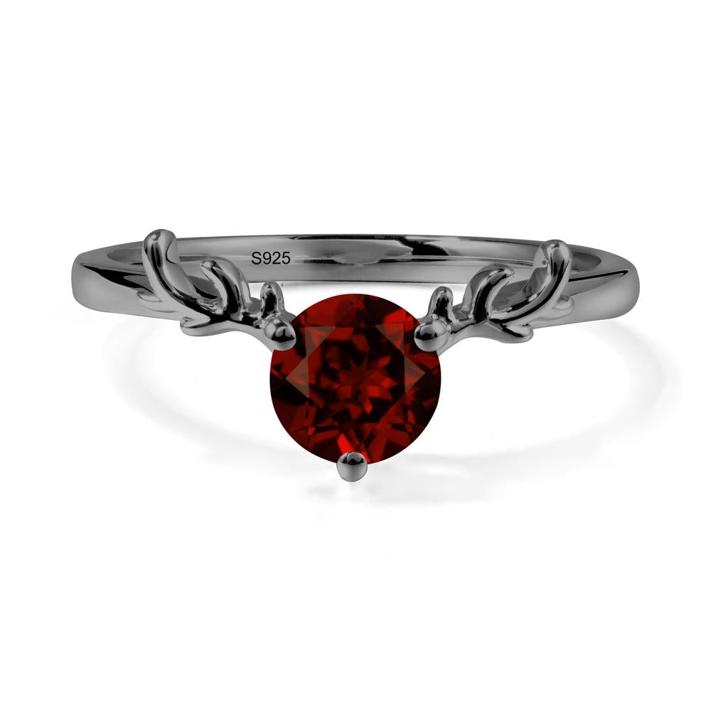 Round Garnet Antler Chrismas Ring - LUO Jewelry #metal_black finish sterling silver