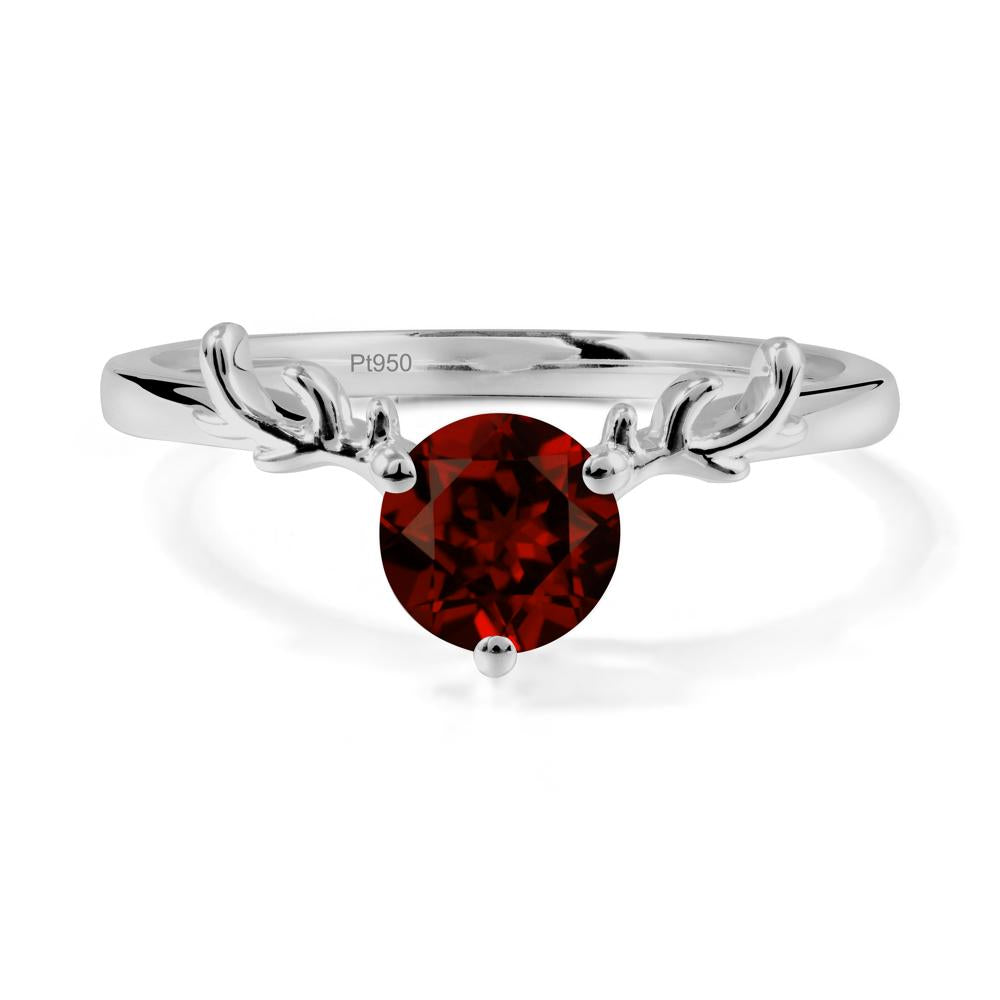 Round Garnet Antler Chrismas Ring - LUO Jewelry #metal_platinum