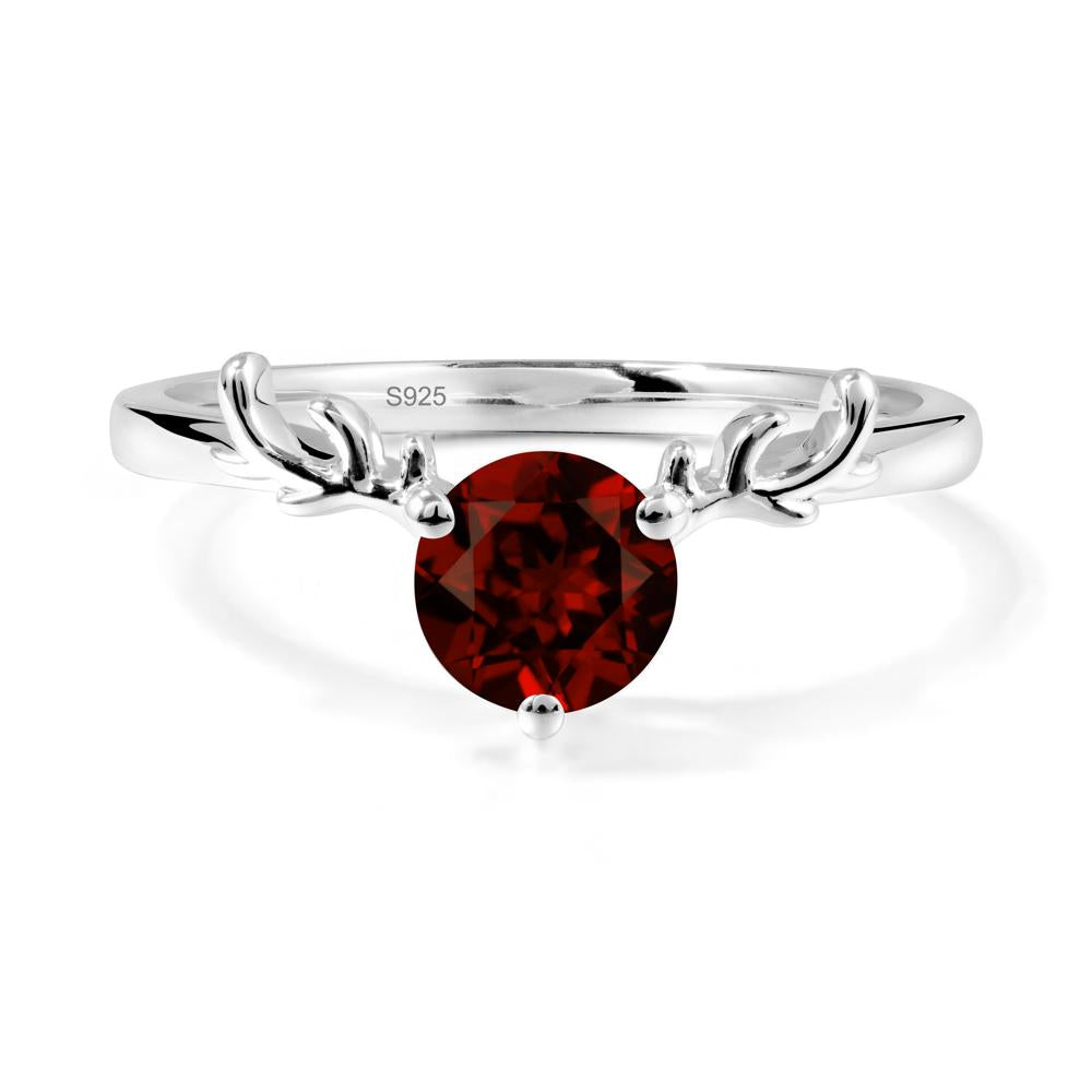 Round Garnet Antler Chrismas Ring - LUO Jewelry #metal_sterling silver