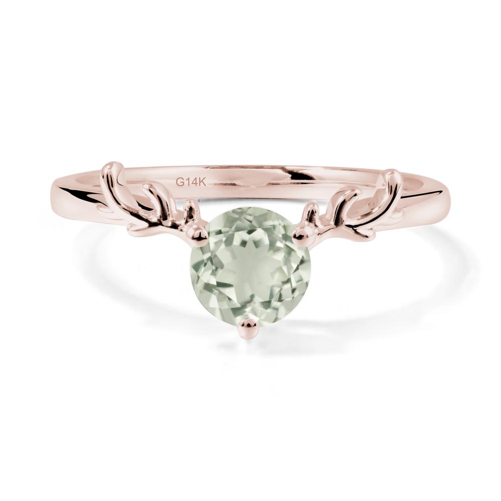 Round Green Amethyst Reindeer Ring - LUO Jewelry #metal_14k rose gold