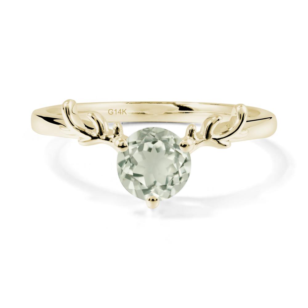 Round Green Amethyst Reindeer Ring - LUO Jewelry #metal_14k yellow gold