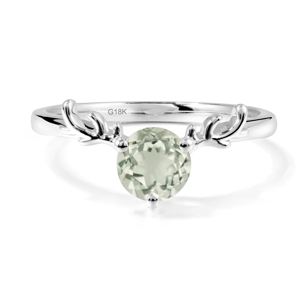 Round Green Amethyst Reindeer Ring - LUO Jewelry #metal_18k white gold