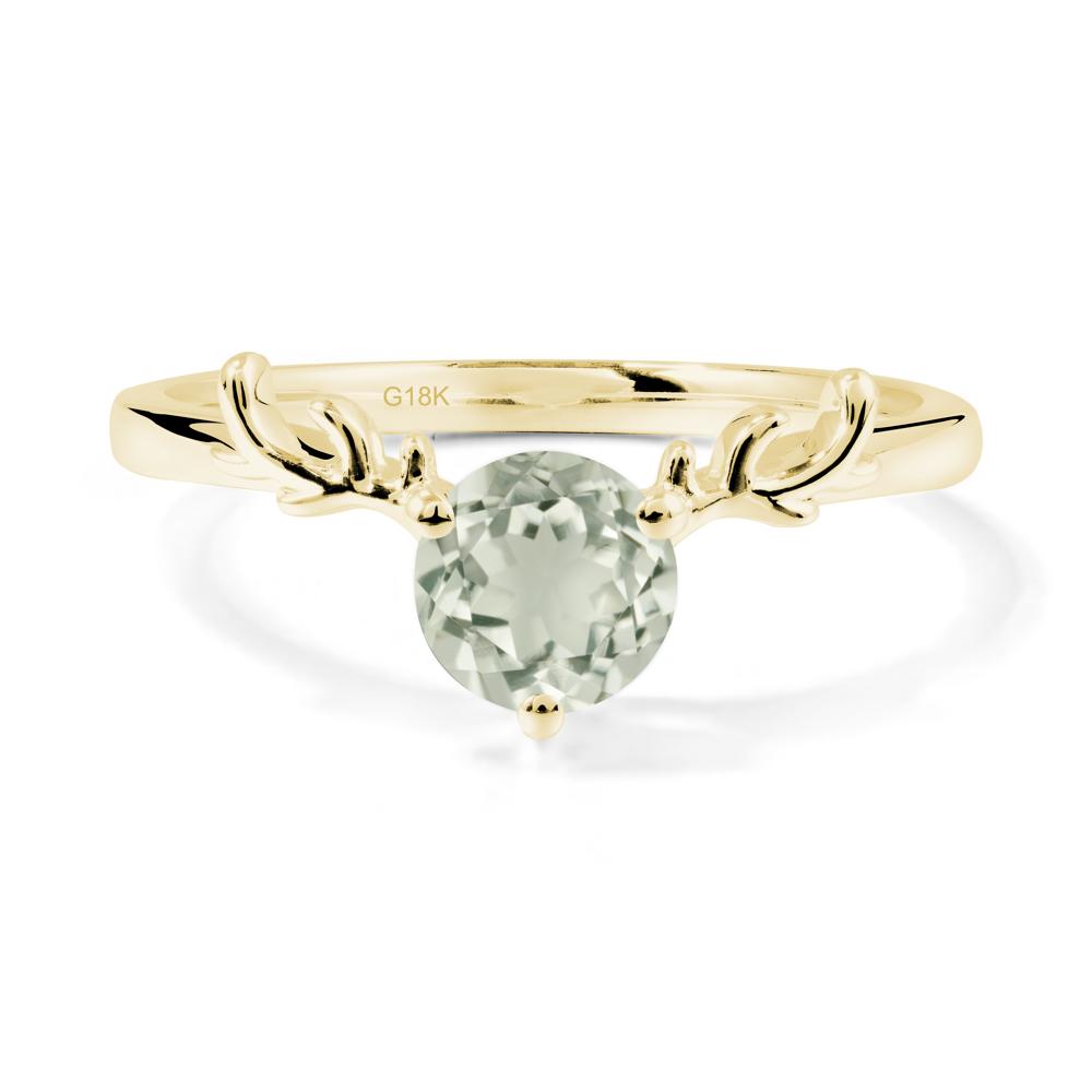 Round Green Amethyst Reindeer Ring - LUO Jewelry #metal_18k yellow gold