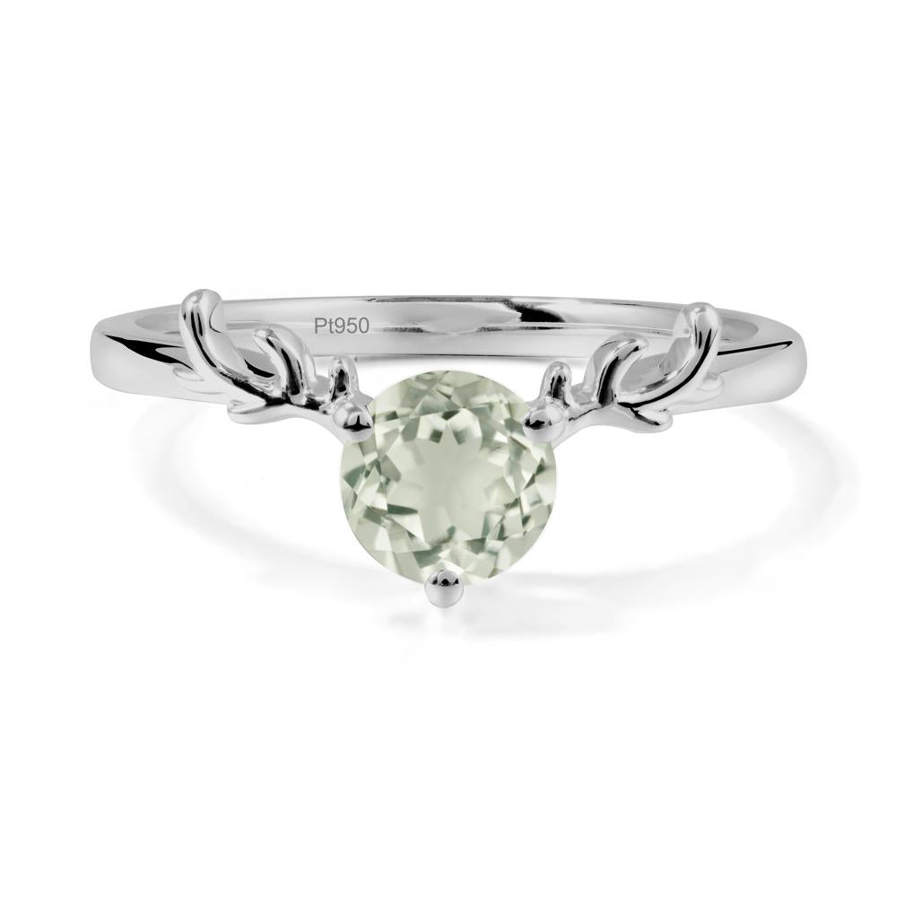 Round Green Amethyst Reindeer Ring - LUO Jewelry #metal_platinum