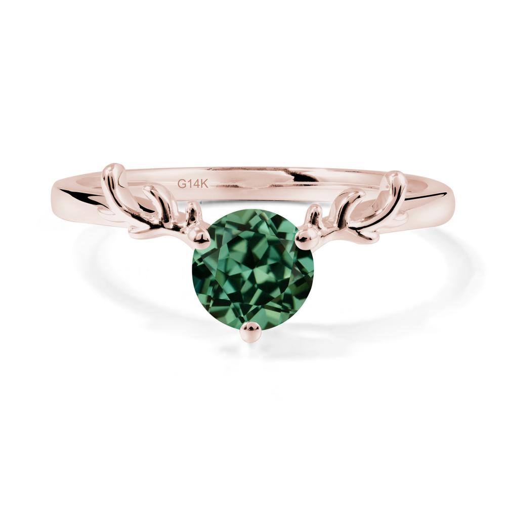Solitaire Round Green Sapphire Ring - LUO Jewelry #metal_14k rose gold