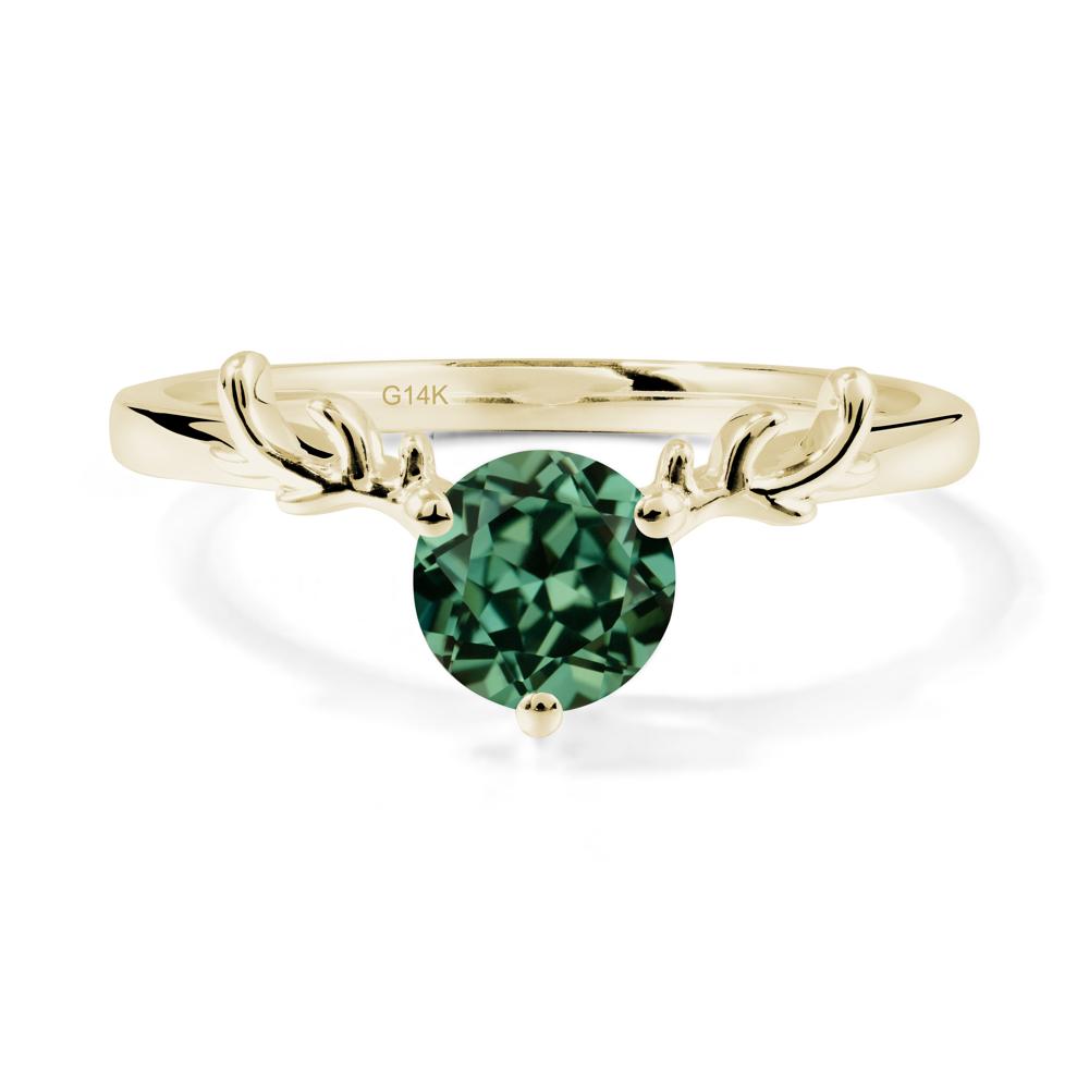 Solitaire Round Green Sapphire Ring - LUO Jewelry #metal_14k yellow gold