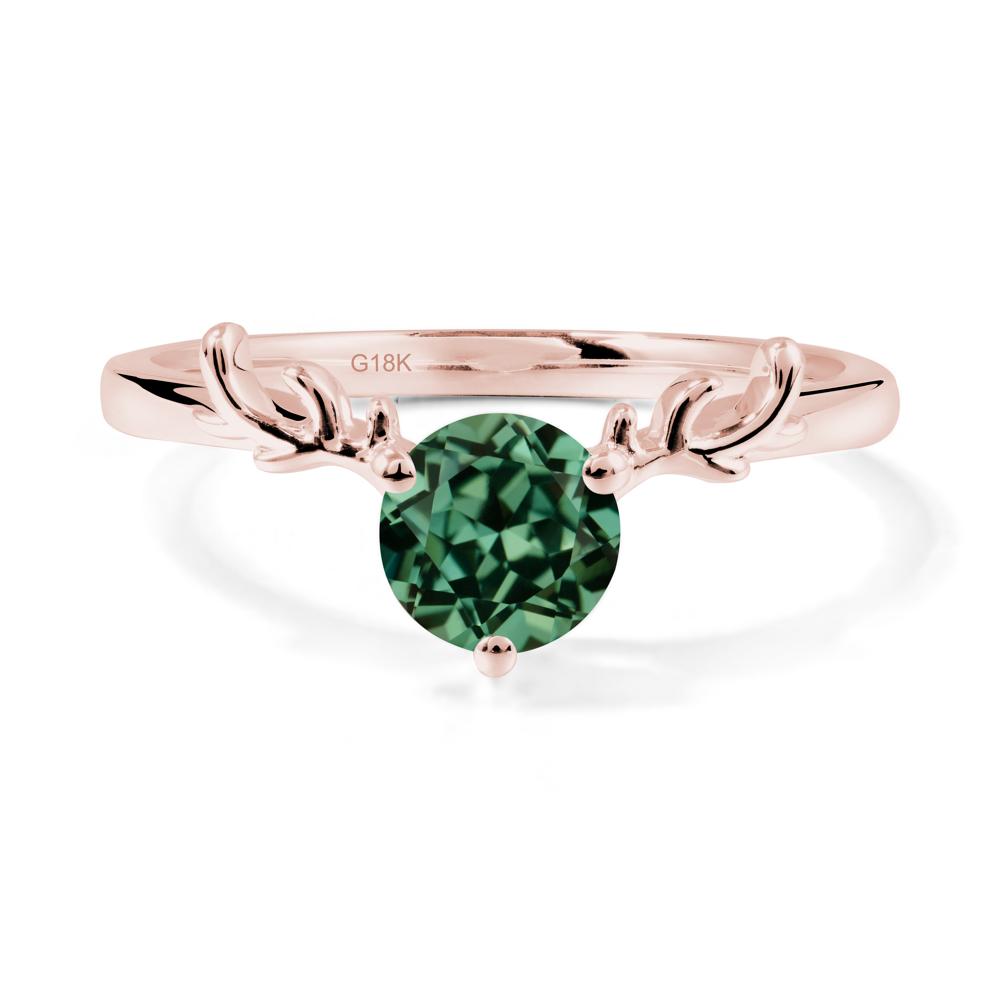 Solitaire Round Green Sapphire Ring - LUO Jewelry #metal_18k rose gold