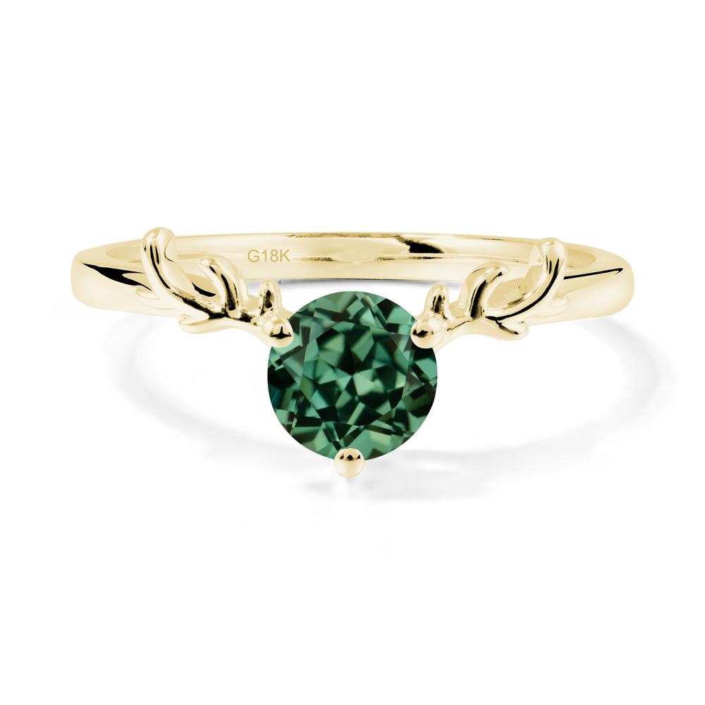 Solitaire Round Green Sapphire Ring - LUO Jewelry #metal_18k yellow gold