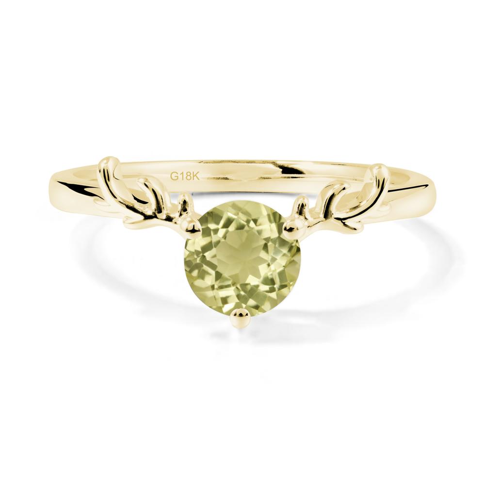 Round Lemon Quartz Antler Chrismas Ring - LUO Jewelry #metal_18k yellow gold
