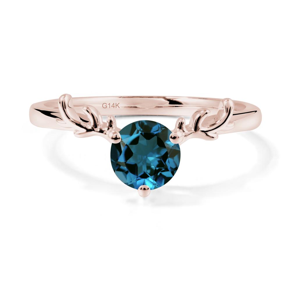 Round London Blue Topaz Reindeer Ring - LUO Jewelry #metal_14k rose gold