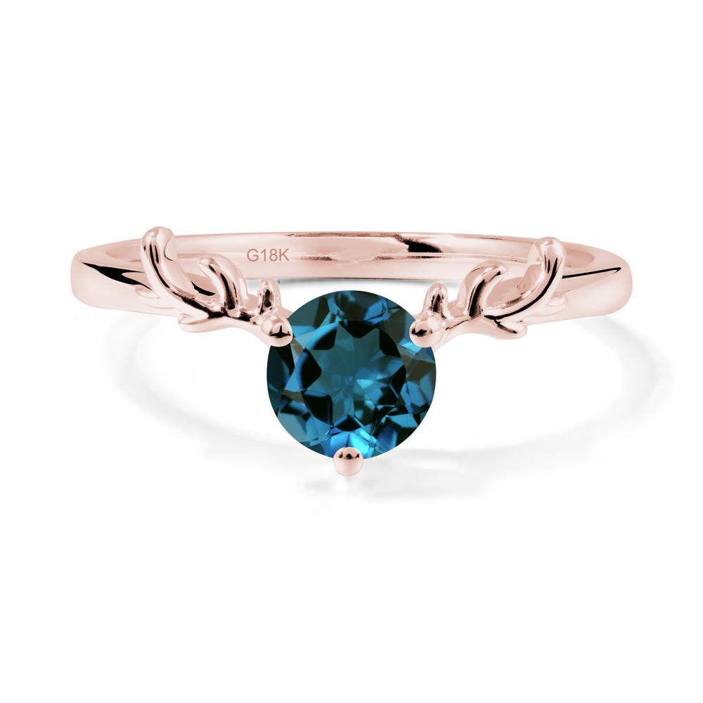 Round London Blue Topaz Reindeer Ring - LUO Jewelry #metal_18k rose gold