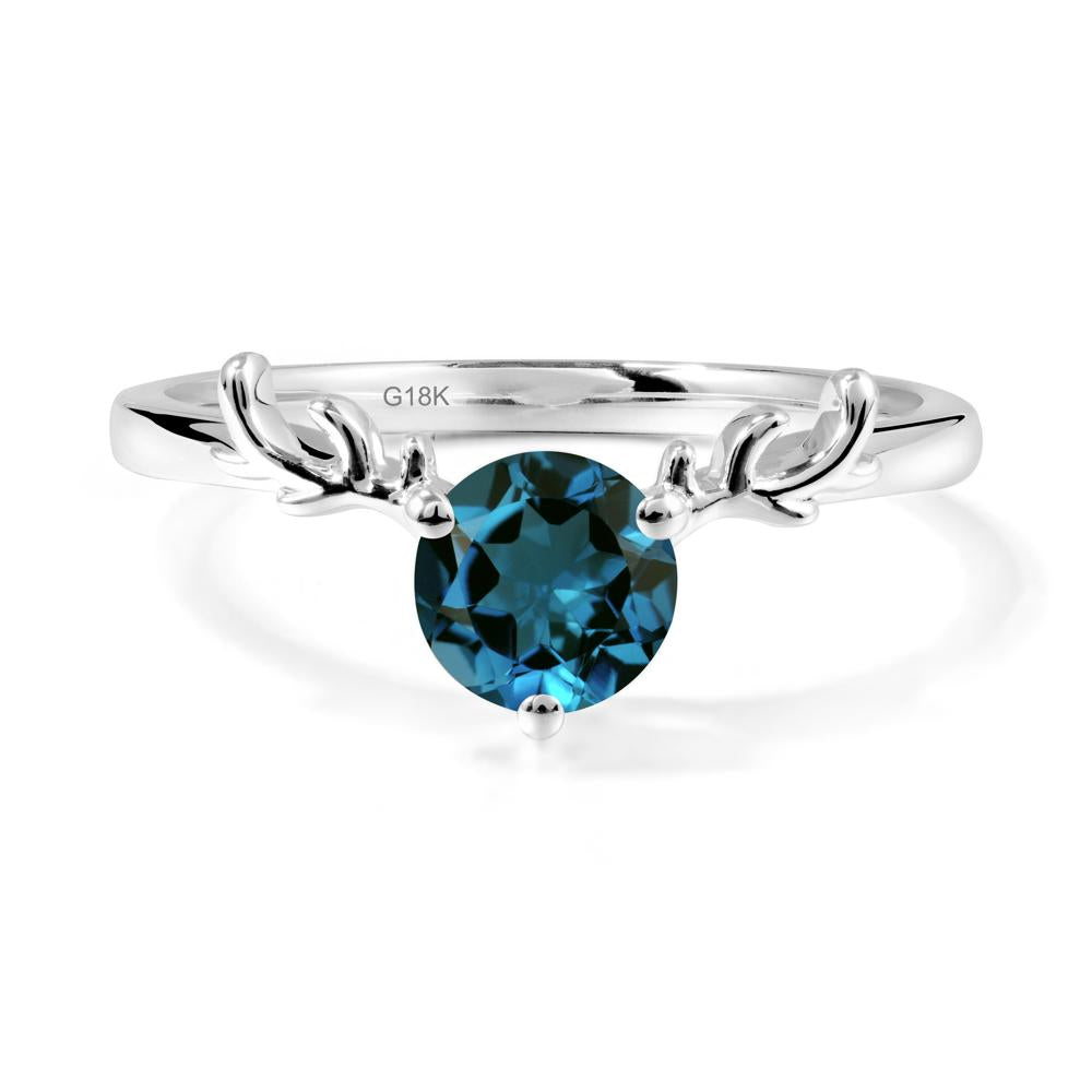 Round London Blue Topaz Reindeer Ring - LUO Jewelry #metal_18k white gold