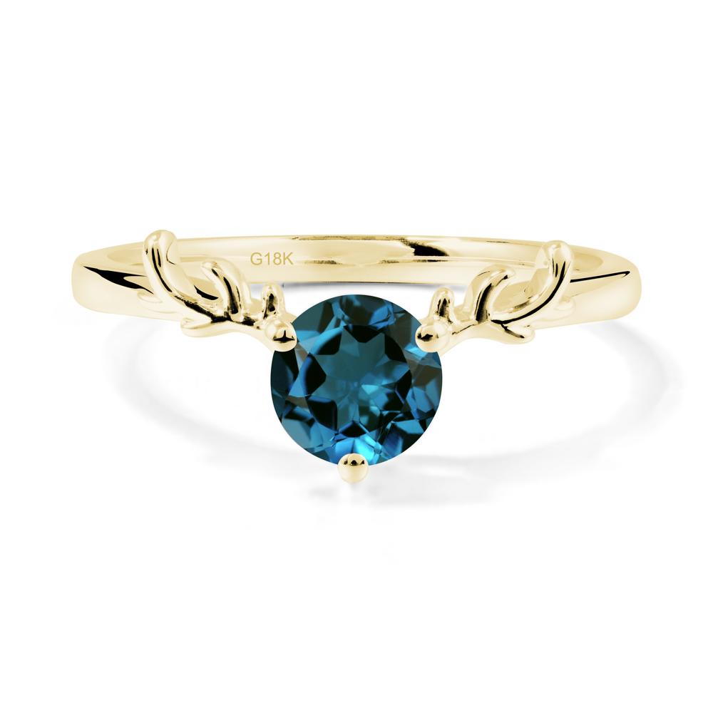 Round London Blue Topaz Reindeer Ring - LUO Jewelry #metal_18k yellow gold