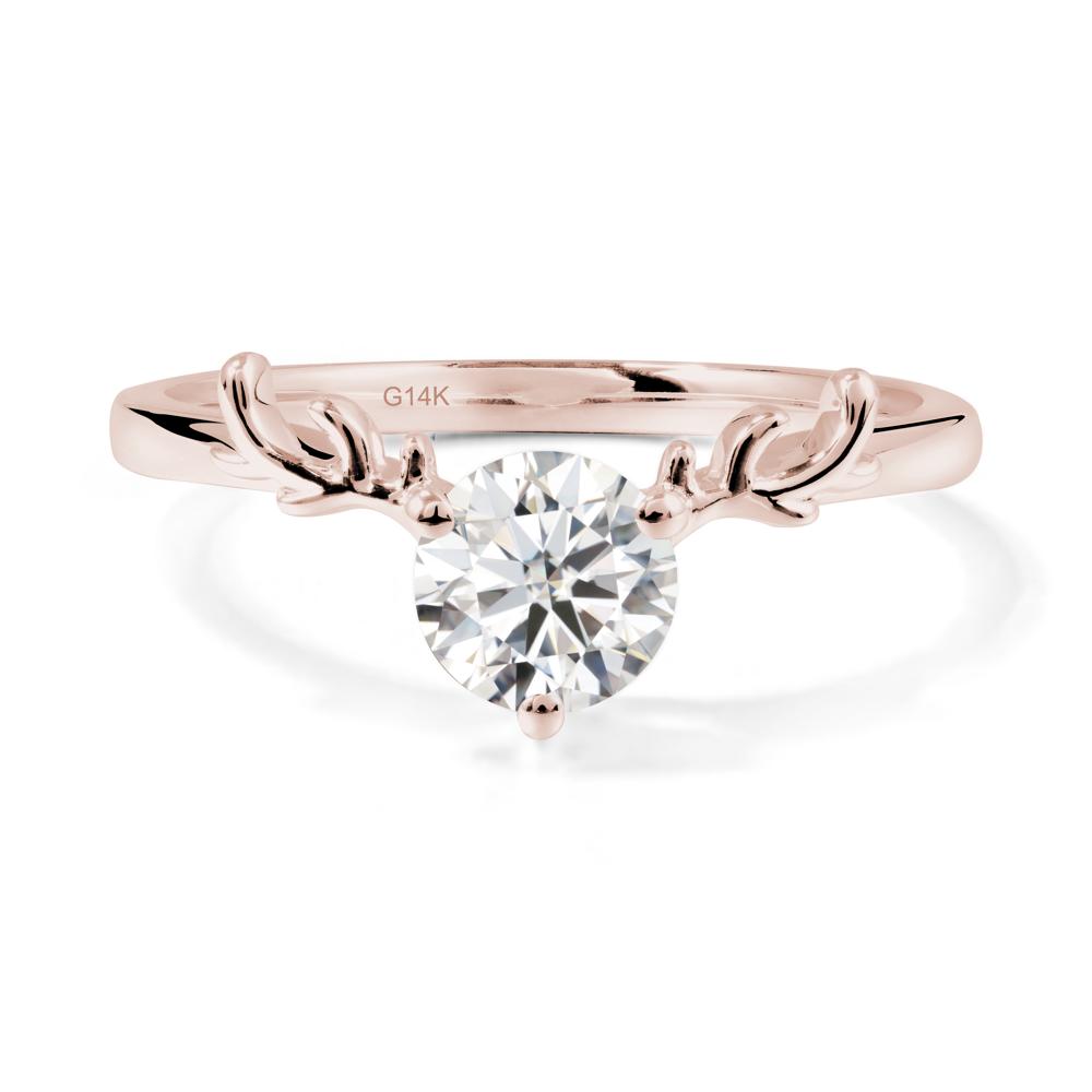 Solitaire Round Moissanite Ring - LUO Jewelry #metal_14k rose gold