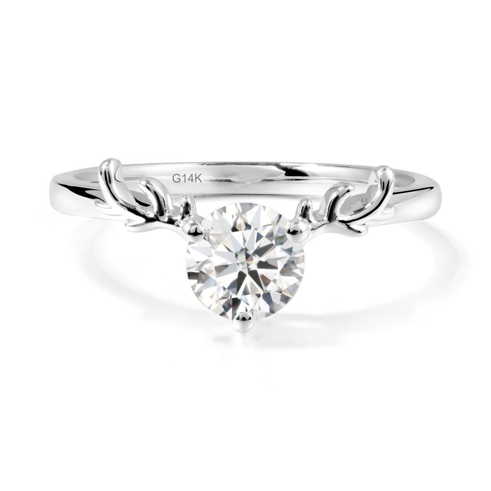 Solitaire Round Moissanite Ring - LUO Jewelry #metal_14k white gold