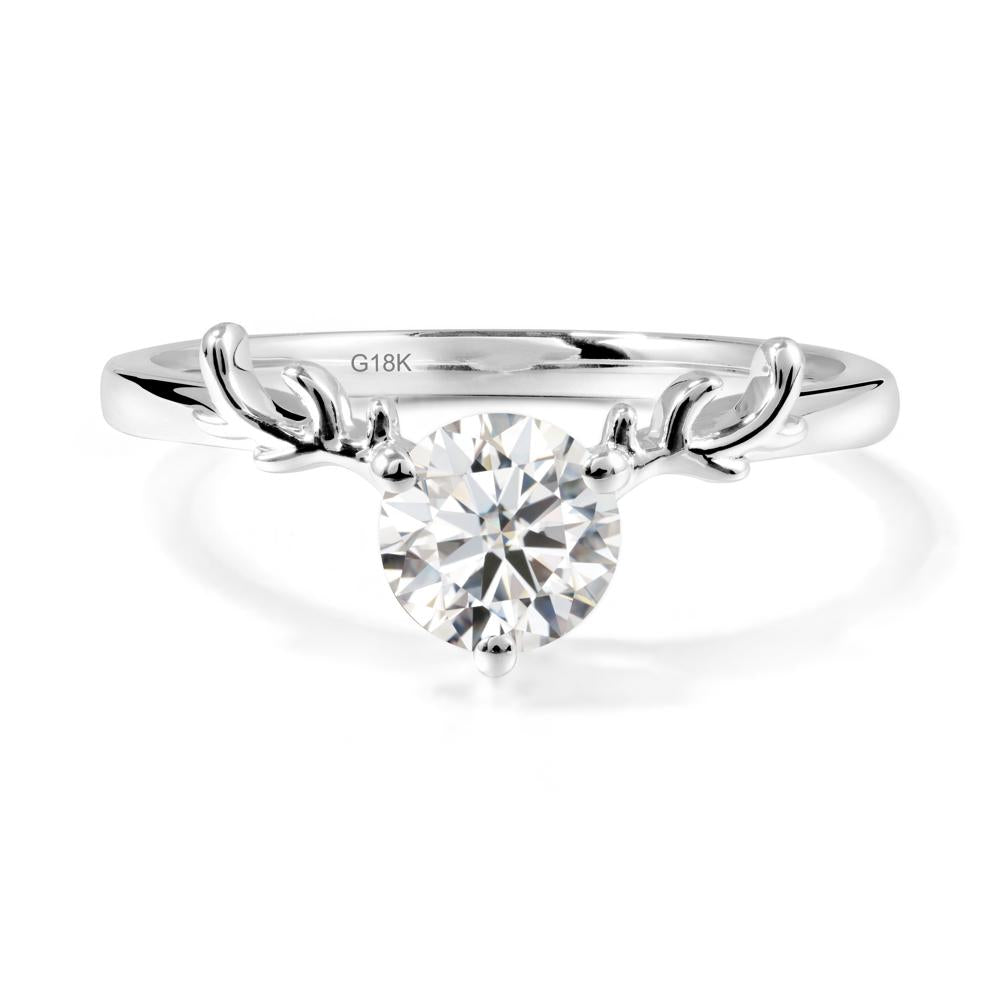 Solitaire Round Moissanite Ring - LUO Jewelry #metal_18k white gold