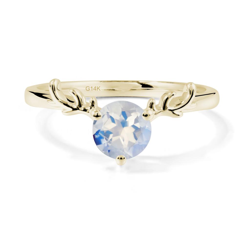 Round Moonstone Antler Chrismas Ring - LUO Jewelry #metal_14k yellow gold
