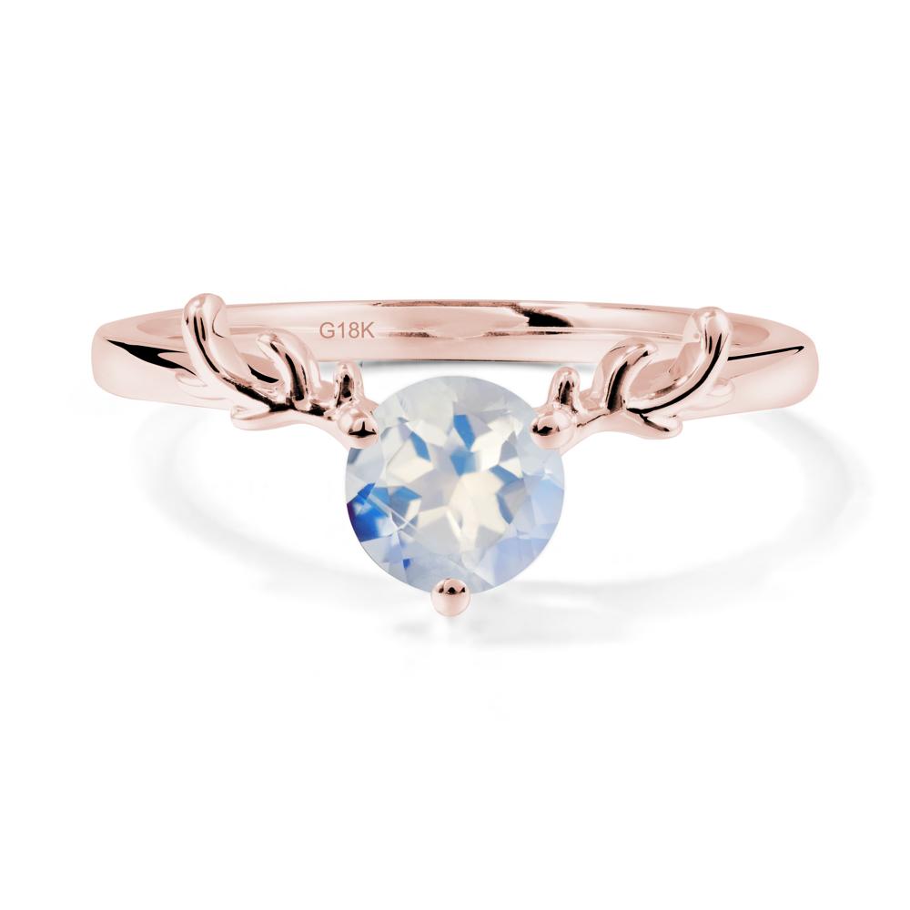 Round Moonstone Antler Chrismas Ring - LUO Jewelry #metal_18k rose gold