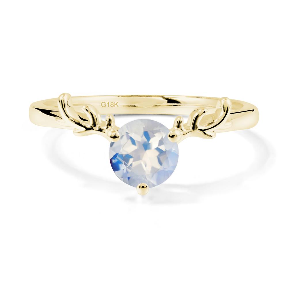 Round Moonstone Antler Chrismas Ring - LUO Jewelry #metal_18k yellow gold