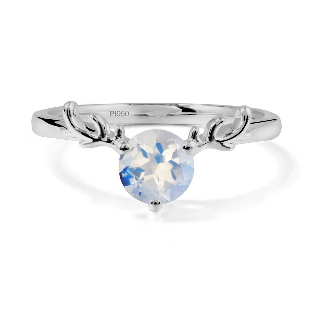 Round Moonstone Antler Chrismas Ring - LUO Jewelry #metal_platinum