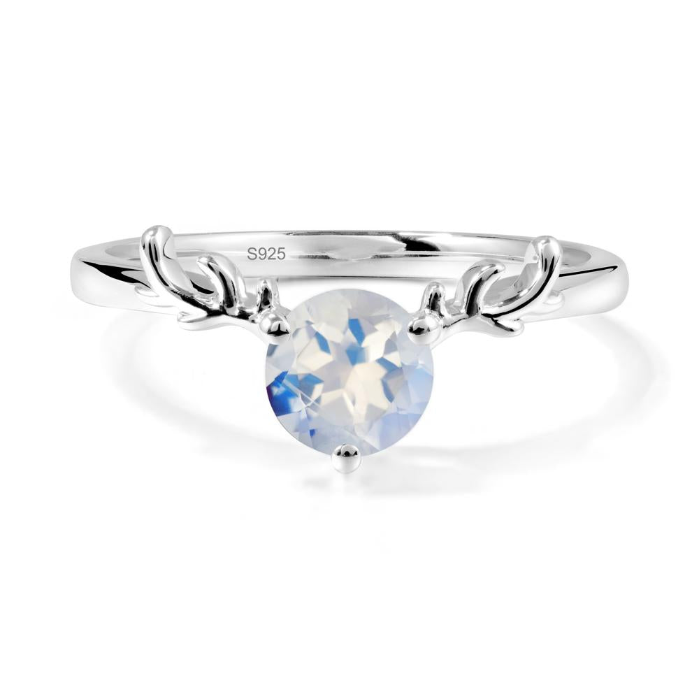 Round Moonstone Antler Chrismas Ring - LUO Jewelry #metal_sterling silver