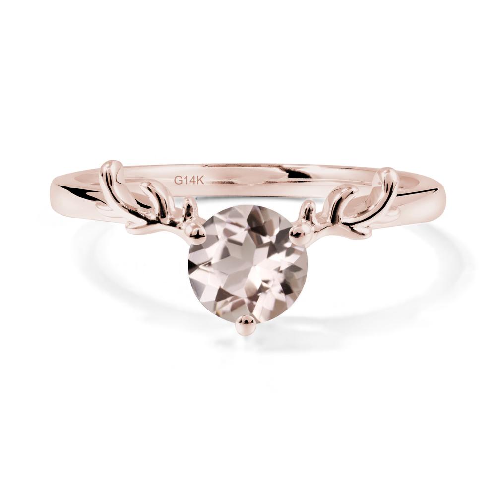 Round Morganite Reindeer Ring - LUO Jewelry #metal_14k rose gold