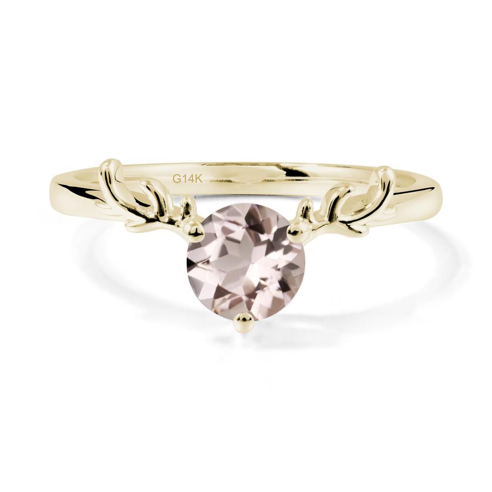 Round Morganite Reindeer Ring - LUO Jewelry #metal_14k yellow gold
