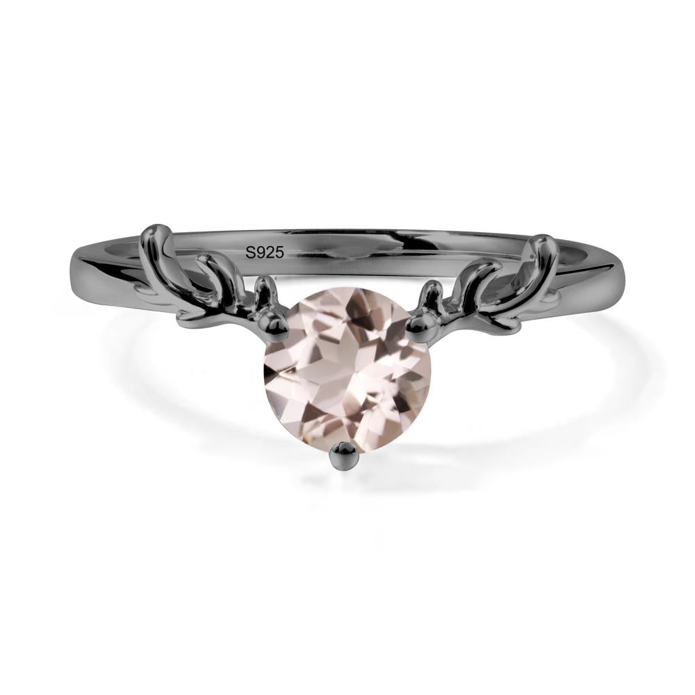 Round Morganite Reindeer Ring - LUO Jewelry #metal_black finish sterling silver