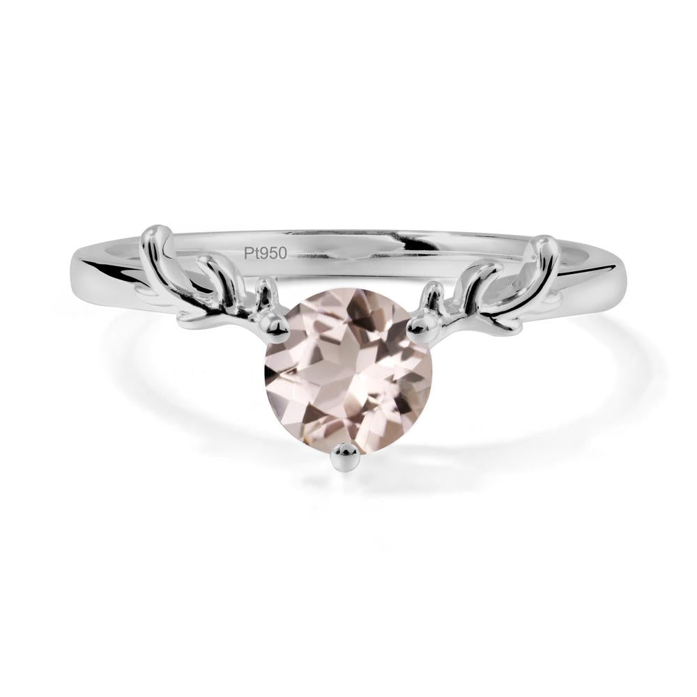 Round Morganite Reindeer Ring - LUO Jewelry #metal_platinum