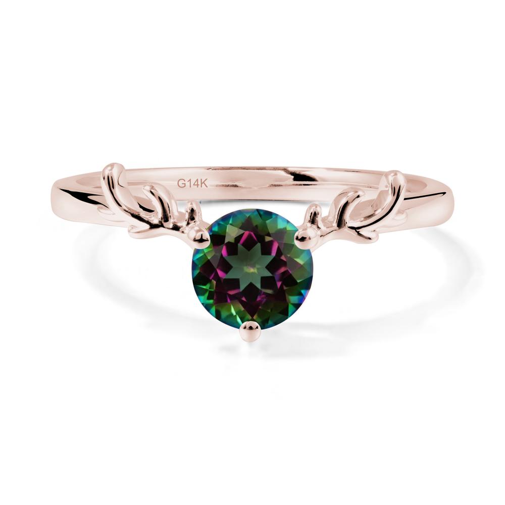 Solitaire Round Mystic Topaz Ring - LUO Jewelry #metal_14k rose gold