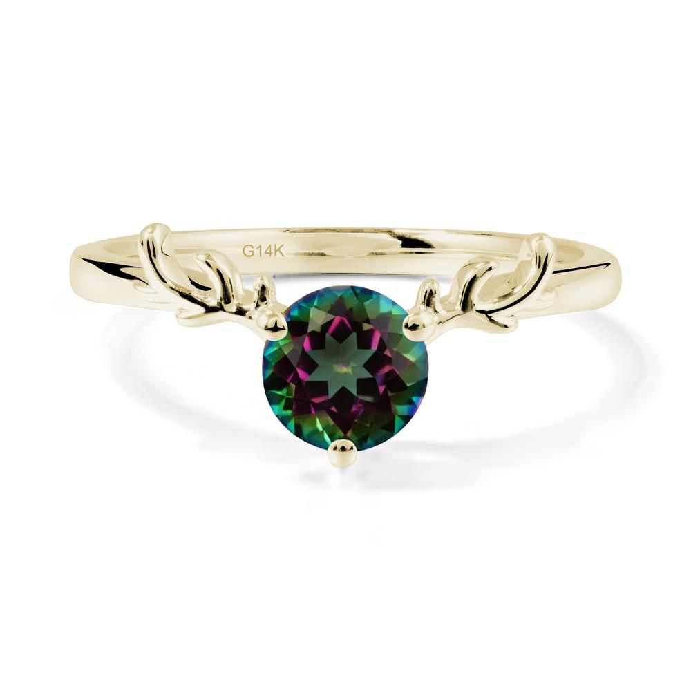 Solitaire Round Mystic Topaz Ring - LUO Jewelry #metal_14k yellow gold
