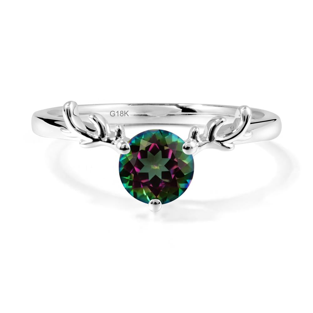Solitaire Round Mystic Topaz Ring - LUO Jewelry #metal_18k white gold