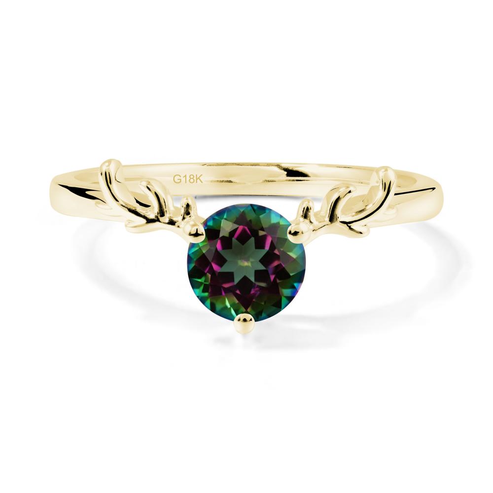 Solitaire Round Mystic Topaz Ring - LUO Jewelry #metal_18k yellow gold