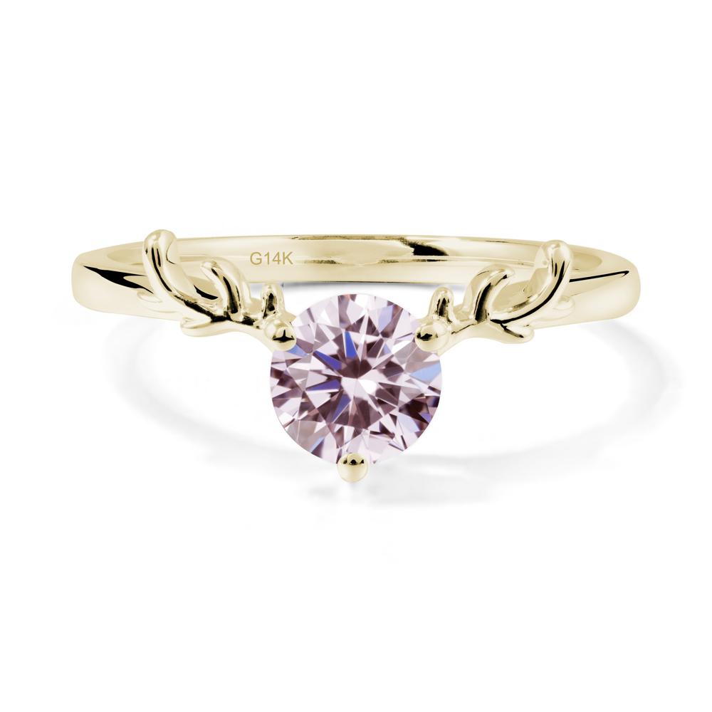 Round Pink Cubic Zirconia Antler Chrismas Ring - LUO Jewelry #metal_14k yellow gold